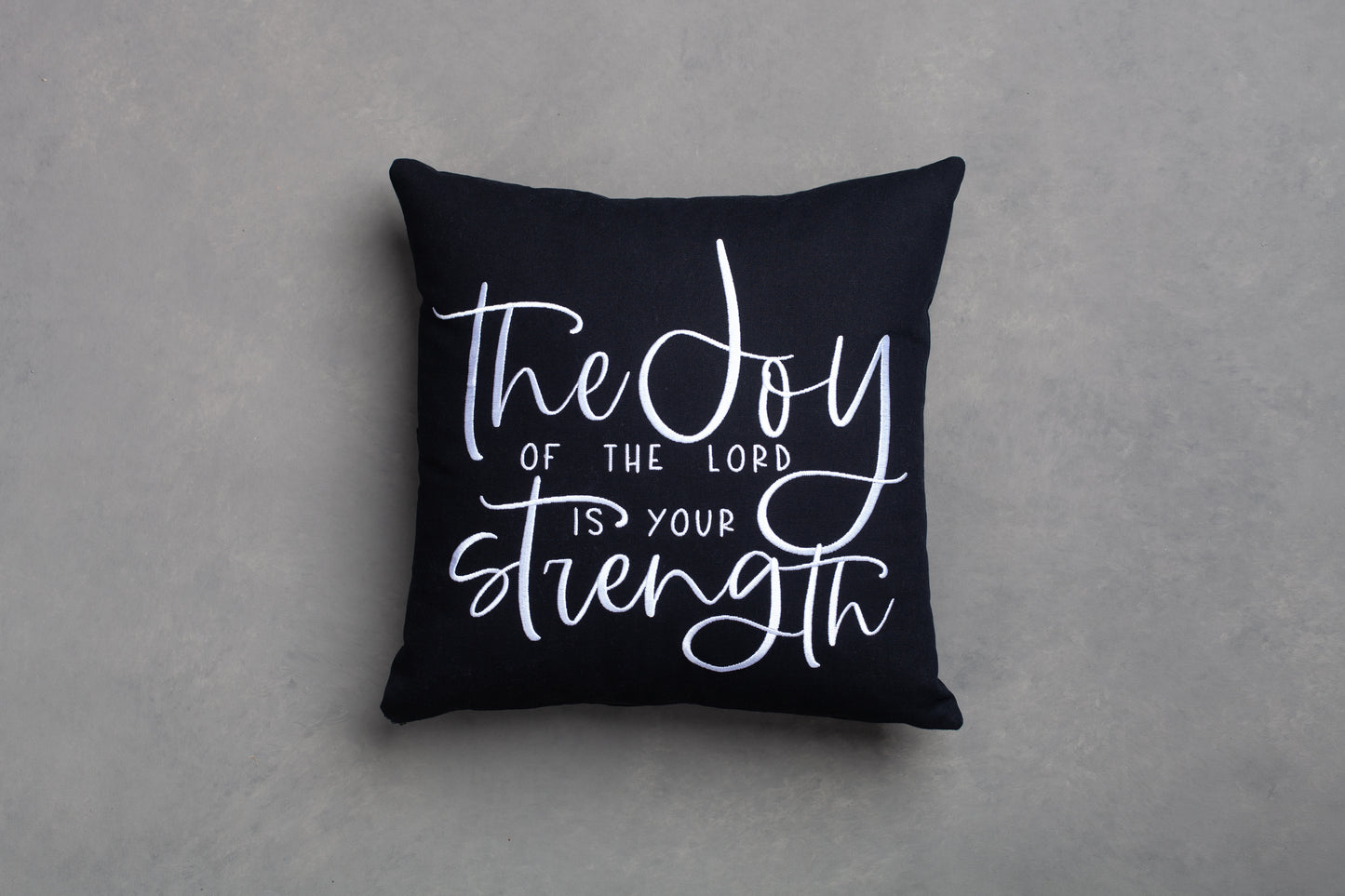 Embroidered Throw Pillow - JS - Black