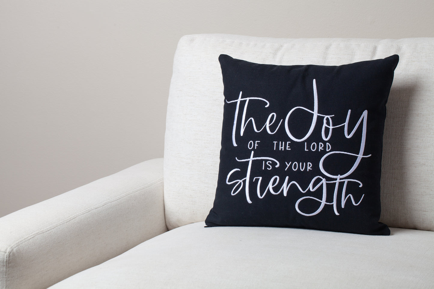 Embroidered Throw Pillow - JS - Black