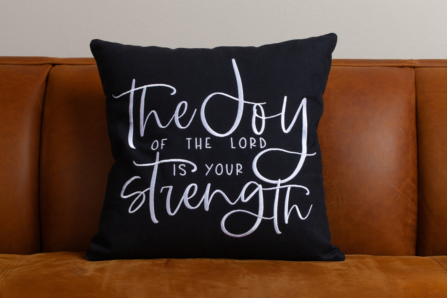 Embroidered Throw Pillow - JS - Black
