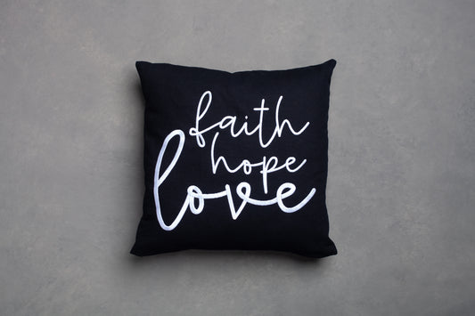Embroidered Throw Pillow - FHL - Black