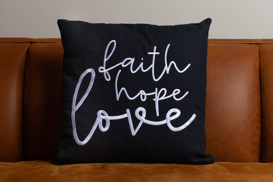 Throw Pillow Covers, Embroidered - FHL - Black