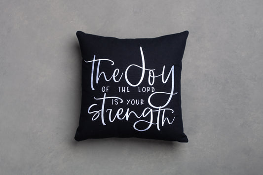 Embroidered Throw Pillow - JS - Black