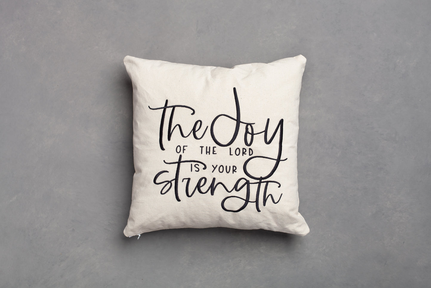 Embroidered Throw Pillow - JS - Wheat