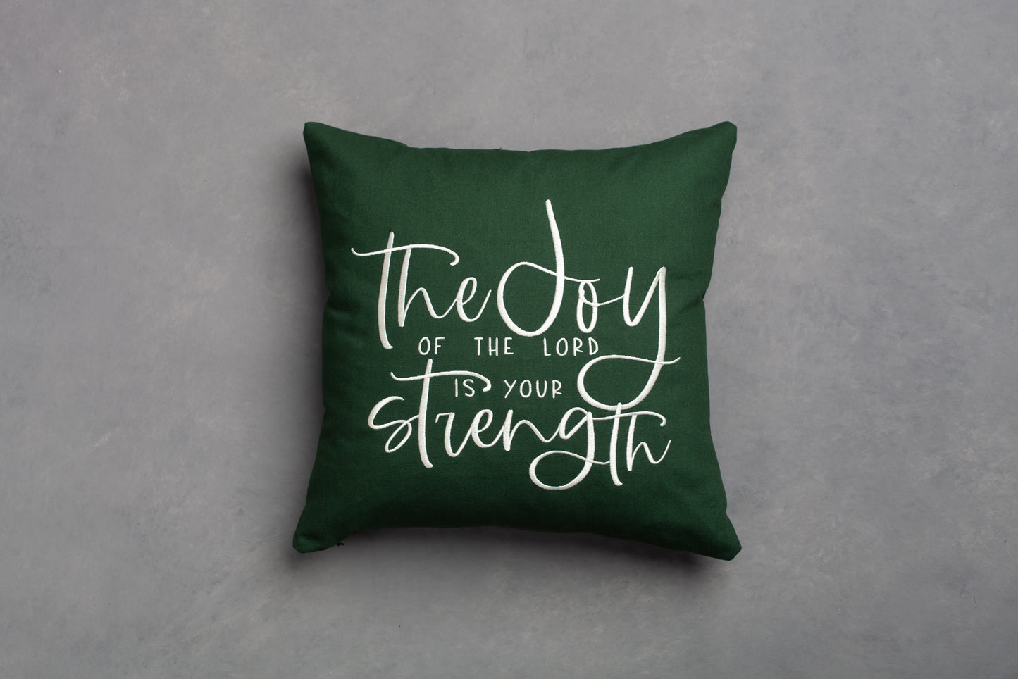 Embroidered Throw Pillow - JS - Green