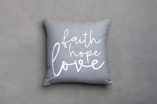 Embroidered Throw Pillow - FHL - Gray