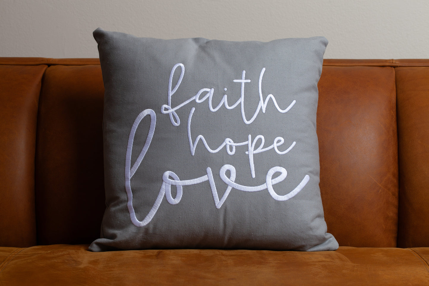 Embroidered Throw Pillow - FHL - Gray