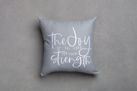 Embroidered Throw Pillow - JS - Gray
