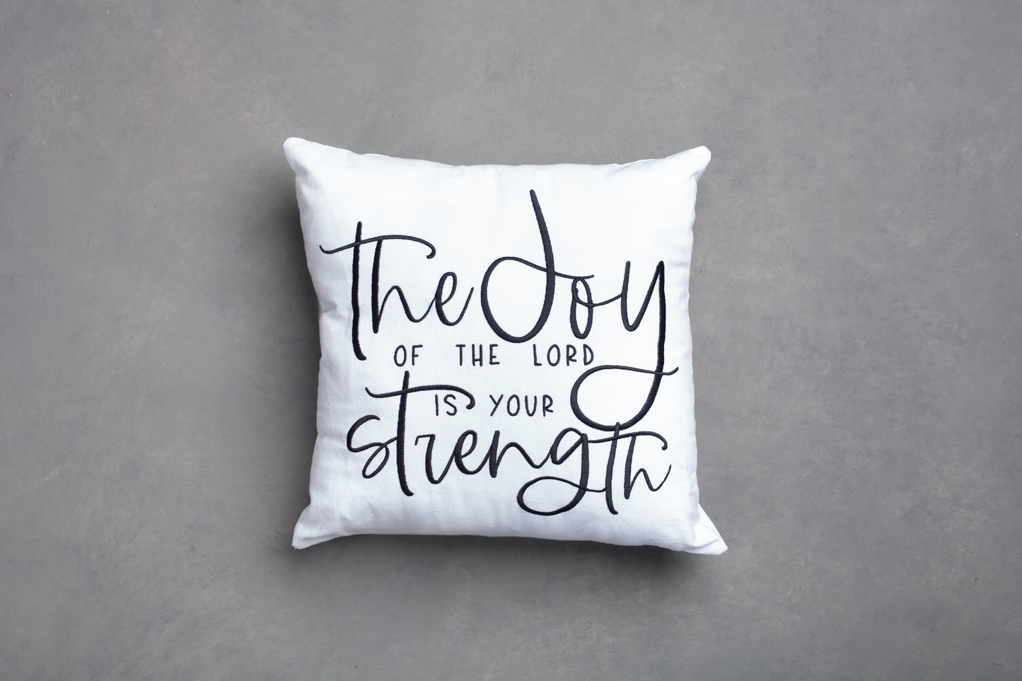 Embroidered Throw Pillow - JS - White
