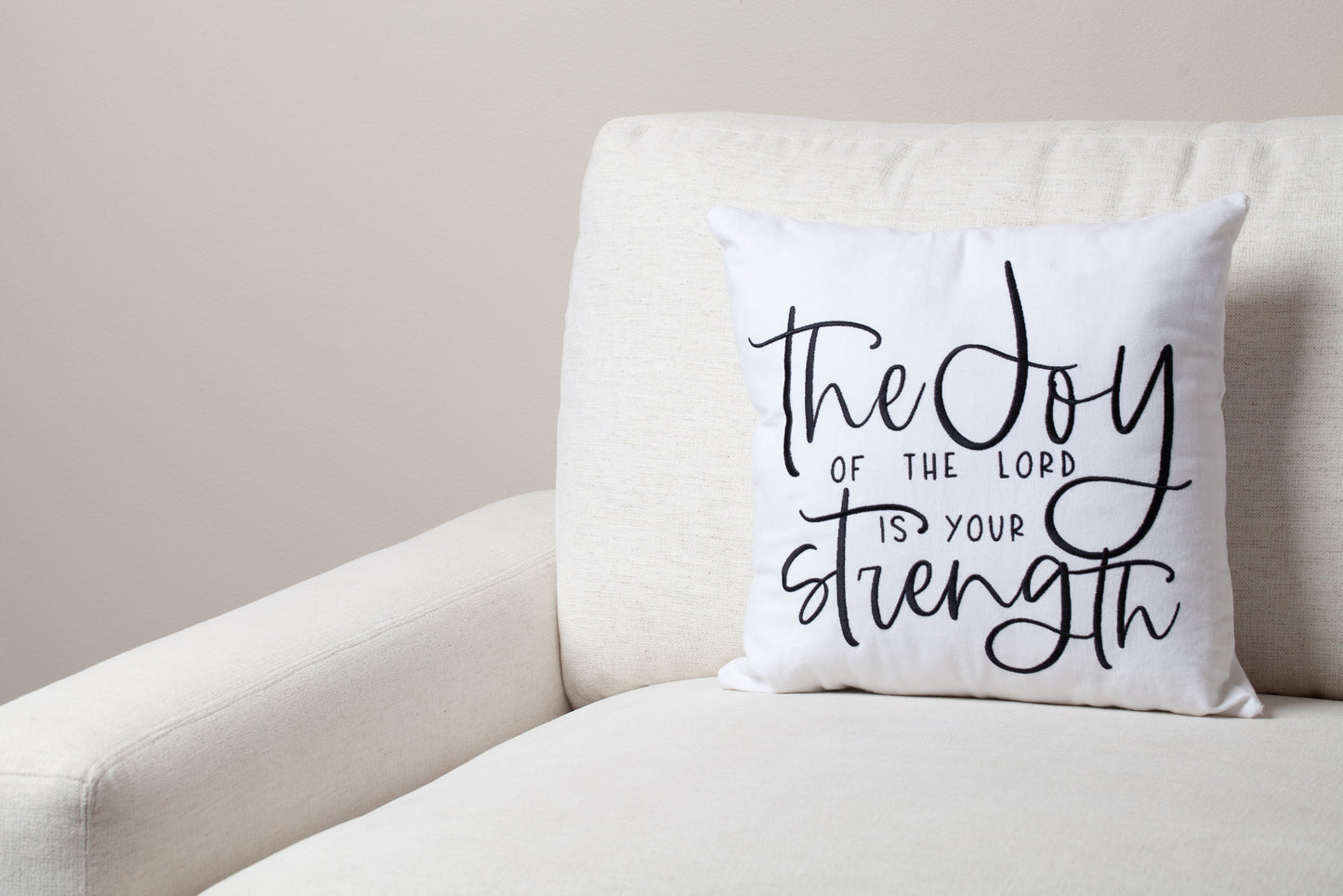 Embroidered Throw Pillow - JS - White